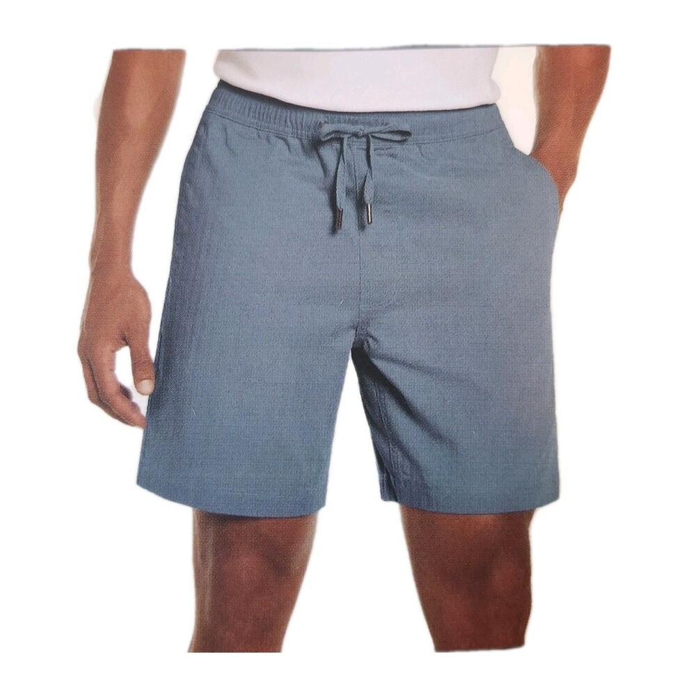 NWT Size L Gap Men’s Pull On Shorts Blue Herringbone